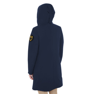 Chaqueta larga de mujer Equestro repelente al agua y cortavientos Americana marina Azul marino