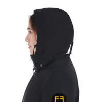 Chaqueta larga de mujer Equestro repelente al agua y cortavientos Negro