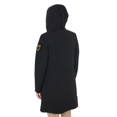 Chaqueta larga de mujer Equestro repelente al agua y cortavientos Negro