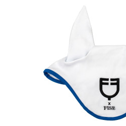 Gorro Equestro x FISE de tejido técnico Blanco / azul de Saboya