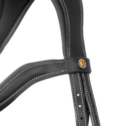 Brida inglesa de cuero suave Equestro con pespuntes decorativos Negro