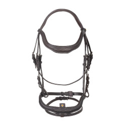 Brida inglesa de cuero suave Equestro con pespuntes decorativos Marrón oscuro Marr&amp;amp;amp;oacute;n