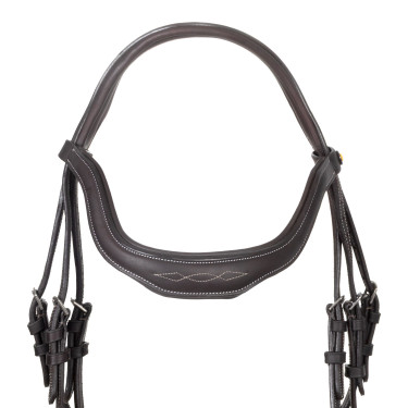 Brida inglesa de cuero suave Equestro con pespuntes decorativos Marrón oscuro Marr&amp;amp;amp;oacute;n
