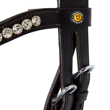Brida inglesa Equestro de cuero con strass nueva Marrón oscuro