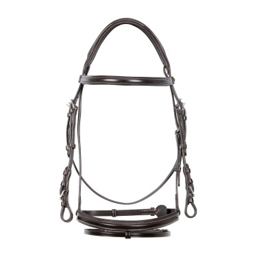 Brida de salto Equestro de cuero inglés Marrón oscuro Marr&amp;oacute;n