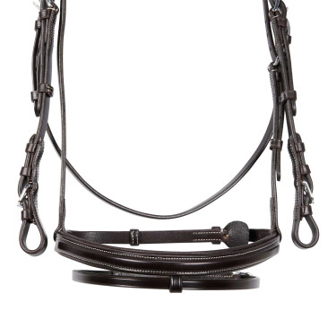 Brida de salto Equestro de cuero inglés Marrón oscuro Marr&amp;oacute;n