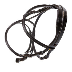 Brida de salto Equestro de cuero inglés Marrón oscuro Marr&amp;oacute;n