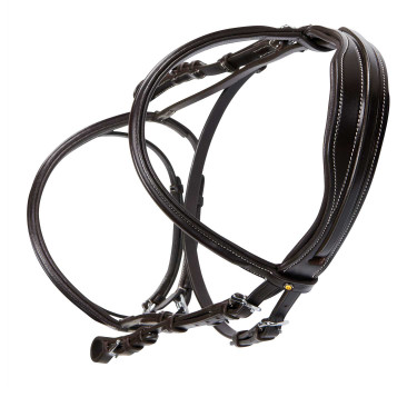 Brida de salto Equestro de cuero inglés Marrón oscuro Marr&amp;oacute;n