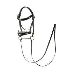Brida de cuero brillante para hobby horse Equestro Negro