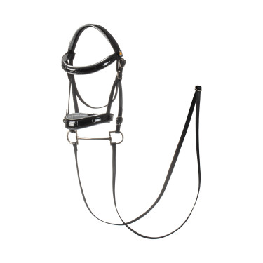 Brida de cuero brillante para hobby horse Equestro Negro