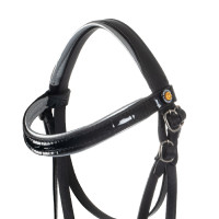 Brida de cuero brillante para hobby horse Equestro Negro