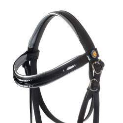 Brida de cuero brillante para hobby horse Equestro Negro