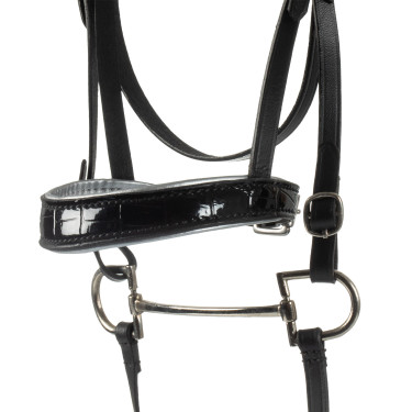 Brida de cuero brillante para hobby horse Equestro Negro