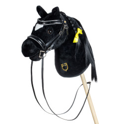 Brida de cuero brillante para hobby horse Equestro Negro