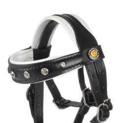 Brida de cuero Equestro con strass para caballo de juguete Negro