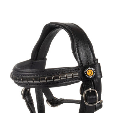 Brida de cuero Equestro para caballo de juguete con tachuelas plateadas Negro