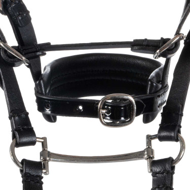 Brida de cuero Equestro para caballo de juguete con tachuelas plateadas Negro