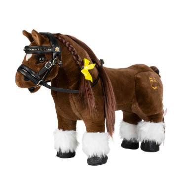 Brida de cuero Equestro para caballo de juguete con tachuelas plateadas Negro