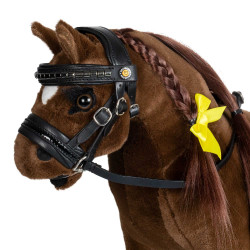 Brida de cuero Equestro para caballo de juguete con tachuelas plateadas Negro