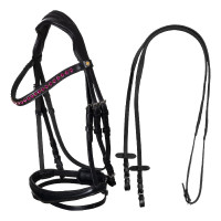 Brida Equestro anatómica con piedras fucsia Negro
