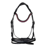 Brida Equestro anatómica con piedras fucsia Negro
