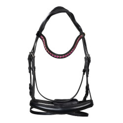 Brida Equestro anatómica con piedras fucsia Negro