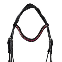 Brida Equestro anatómica con piedras fucsia Negro