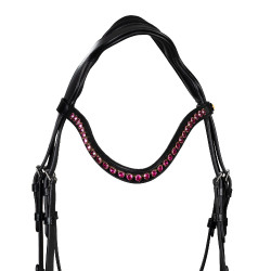 Brida Equestro anatómica con piedras fucsia Negro