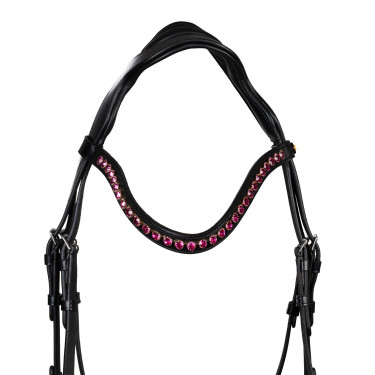 Brida Equestro anatómica con piedras fucsia Negro
