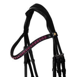 Brida Equestro anatómica con piedras fucsia Negro