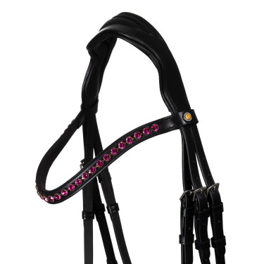 Brida Equestro anatómica con piedras fucsia Negro