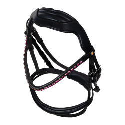 Brida Equestro anatómica con piedras fucsia Negro