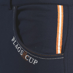 Pantalón de equitación F&C Saint Malo Junior Azúl marino / naranja
