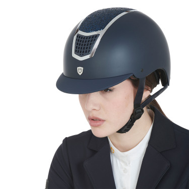 Casco Equestro con strass Navy blue / plata Azul