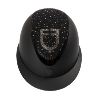Casco Equestro mate con visera ancha y logotipo de strass homologado EN 1384-2023 Negro / negro brillo