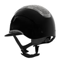 Casco para mujer Equestro Apocalypse con carcasa brillante y strass EN 1384-2023 Negro / gunmetal Gris