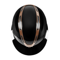 Casco para mujer Equestro Apocalypse con carcasa brillante homologado EN 1384-2023 Negro / oro rosa
