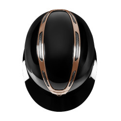 Casco para mujer Equestro Apocalypse con carcasa brillante homologado EN 1384-2023 Negro / oro rosa