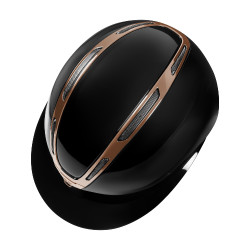 Casco para mujer Equestro Apocalypse con carcasa brillante homologado EN 1384-2023 Negro / oro rosa
