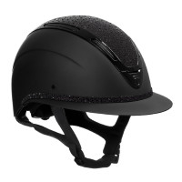 Casco para mujer Equestro Apocalypse con carcasa mate y strass EN 1384-2023 Negro / negro
