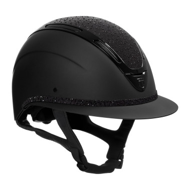 Casco para mujer Equestro Apocalypse con carcasa mate y strass EN 1384-2023 Negro / negro