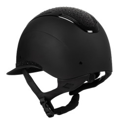 Casco para mujer Equestro Apocalypse con carcasa mate y strass EN 1384-2023 Negro / negro