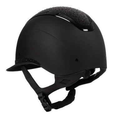 Casco para mujer Equestro Apocalypse con carcasa mate y strass EN 1384-2023 Negro / negro