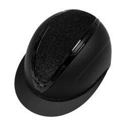 Casco para mujer Equestro Apocalypse con carcasa mate y strass EN 1384-2023 Negro / negro