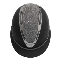 Casco para mujer Equestro Apocalypse con carcasa mate y strass EN 1384-2023 Negro / negro
