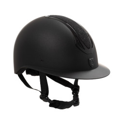 Casco para mujer Equestro Azael Stone con visera ancha y strass EN 1384-2023 Negro / negro
