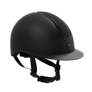Casco para mujer Equestro Azael Stone con visera ancha y strass EN 1384-2023 Negro / negro