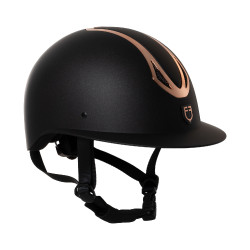 Casco de mujer Equestro con visera ancha homologado EN 1384-2023 Negro / oro rosa