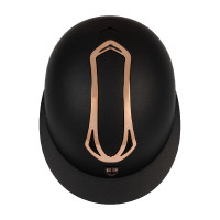 Casco de mujer Equestro con visera ancha homologado EN 1384-2023 Negro / oro rosa