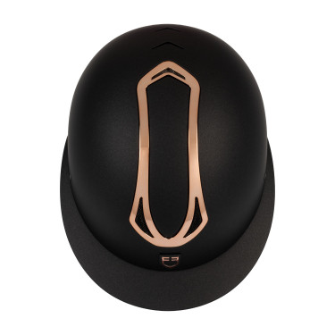 Casco de mujer Equestro con visera ancha homologado EN 1384-2023 Negro / oro rosa